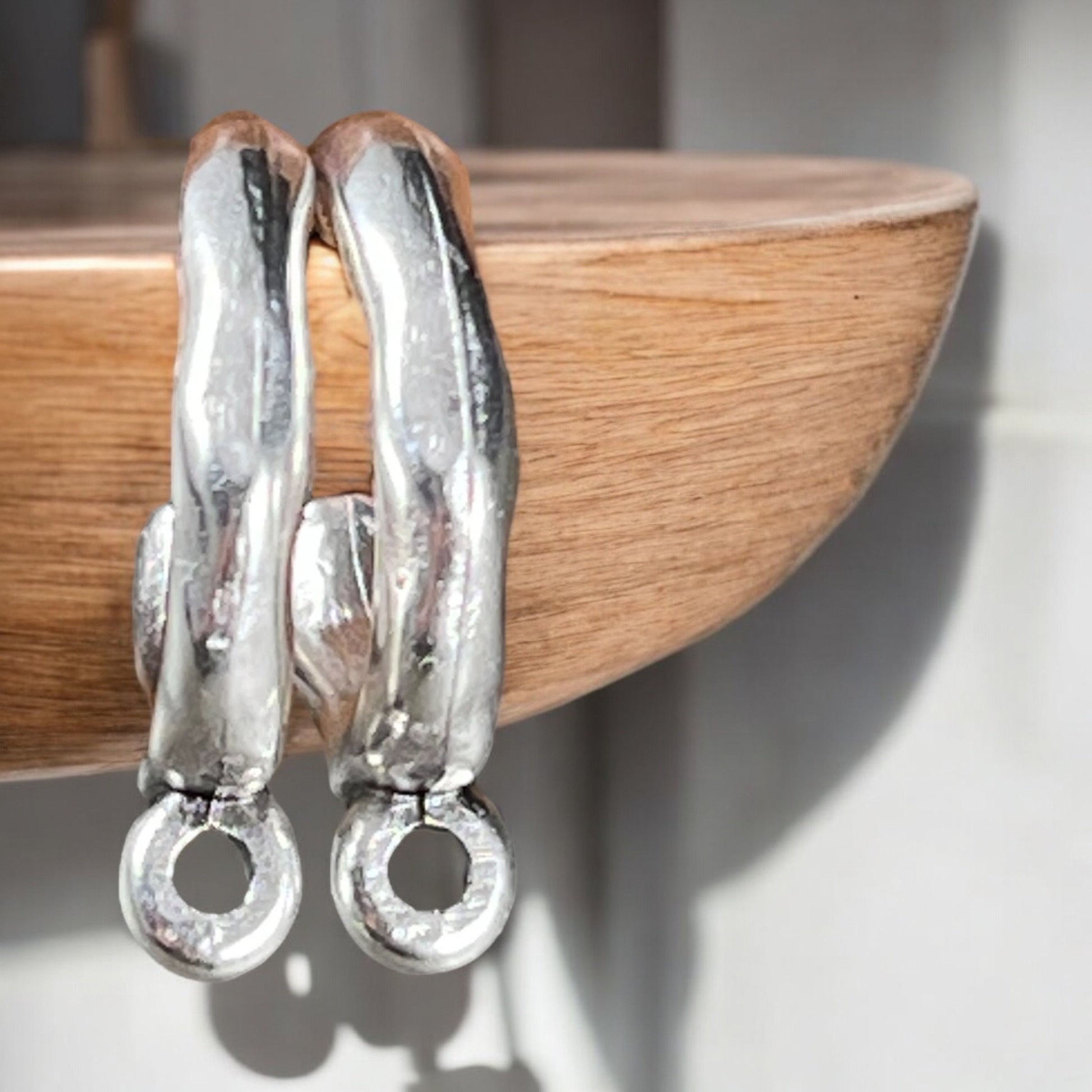 Antiqued Silver Hoop with Loop Post Earring, Organic 16mm Hoop with 2mm Loop (PF/01394-77) * Qty. 2