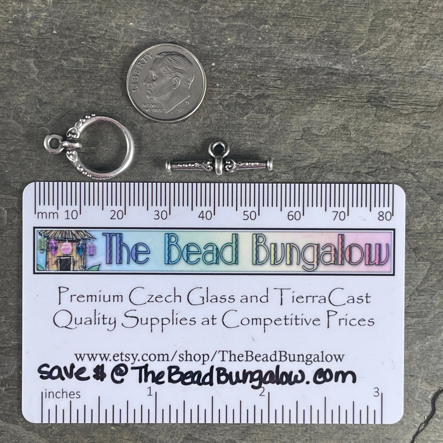 TierraCast Heirloom Toggle Clasp, Medium Size Antiqued Silver Toggle Clasp (PF/947-77) * Qty. 1