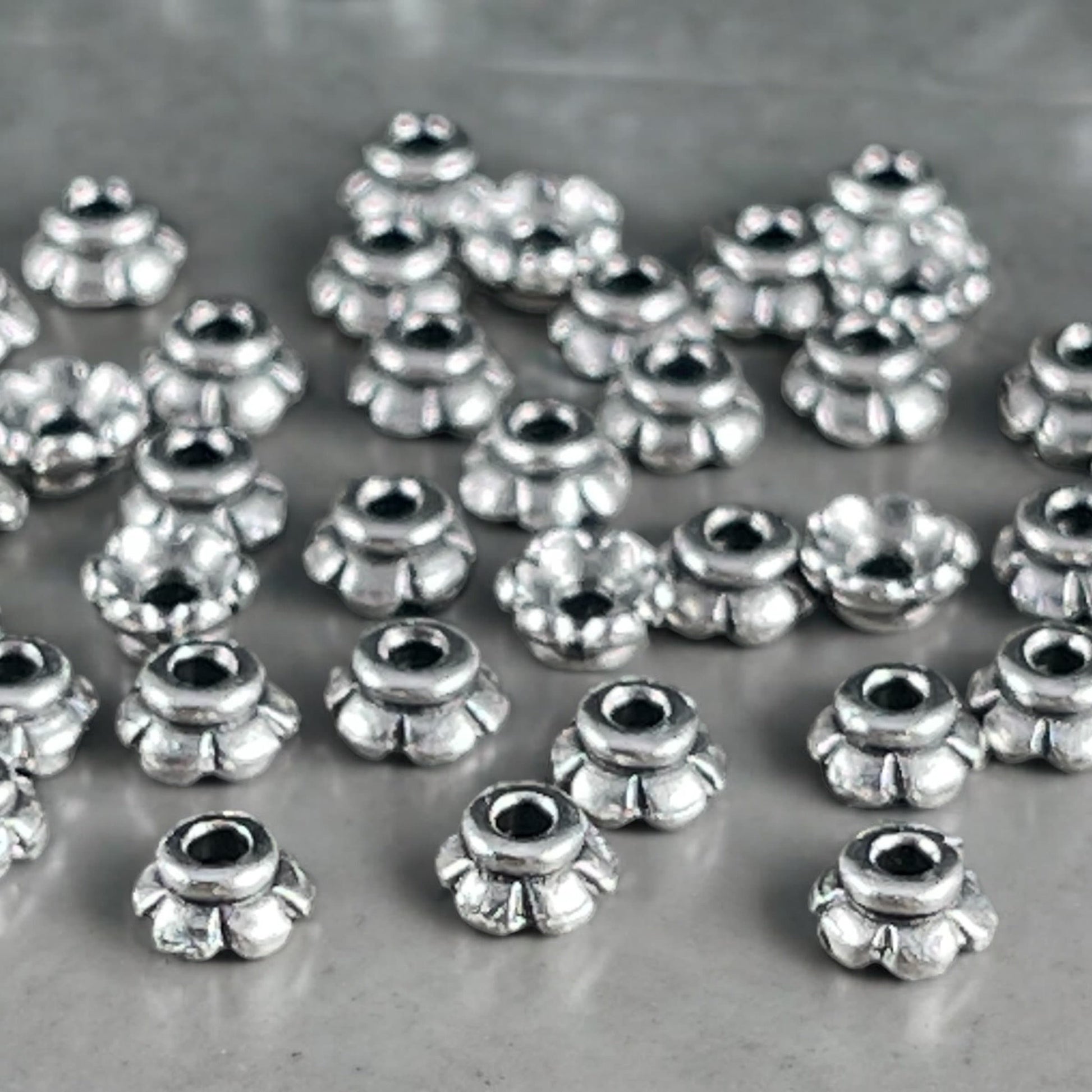 TierraCast 3.5mm Tiny Scalloped Petal Bead Caps, Antiqued Silver Plated (PF/790-77) * Qty. 250