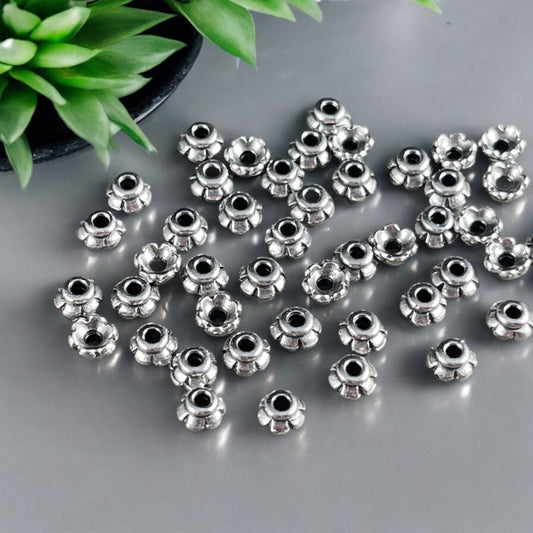 Tiny Antiqued Silver Petal Bead Caps, TierraCast 3.5mm Bead Caps, Antiqued Silver Plated Pewter (PF/790-77) * Qty. 50