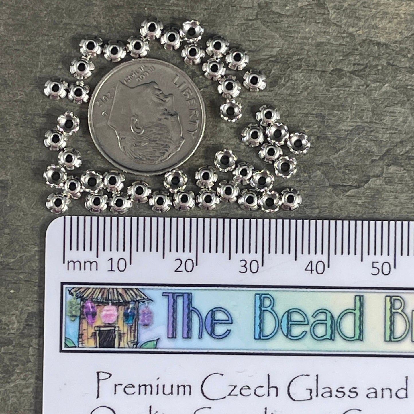 TierraCast Antiqued Silver Flower Bead Caps, 3.5mm Tiny Scalloped Petal Bead Caps (PF/790-77) * Qty. 250