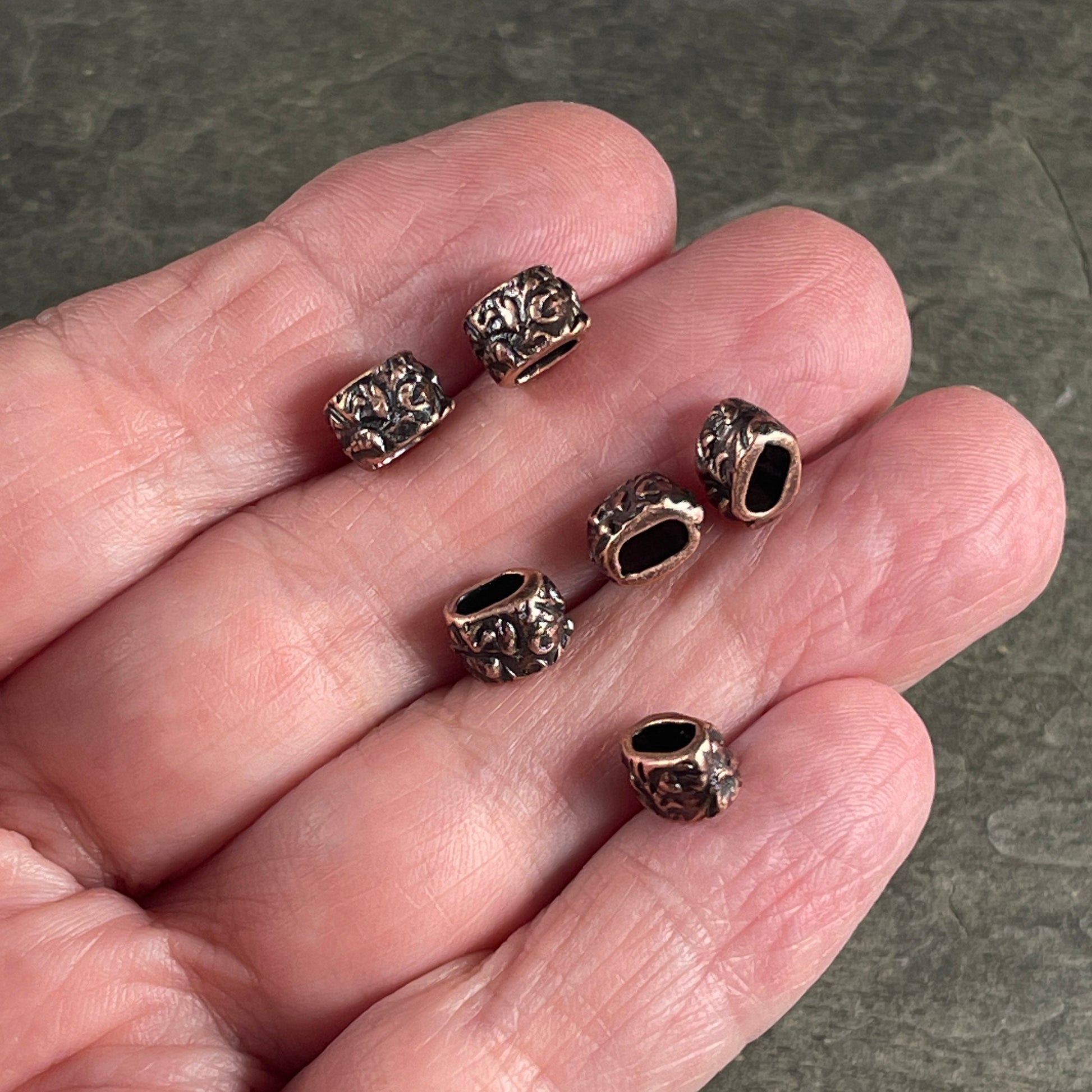 TierraCast Crimpable Large Hole Bead, Antiqued Copper Plated Pewter (PF/887-87) * Qty. 4