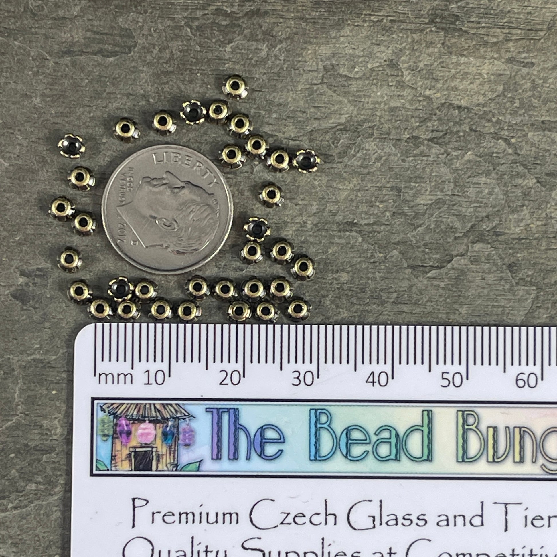TierraCast 3.5mm Tiny Scalloped Petal Bead Caps, Antiqued Brass Plated - BULK Pack (PF/790-57) * Qty. 250