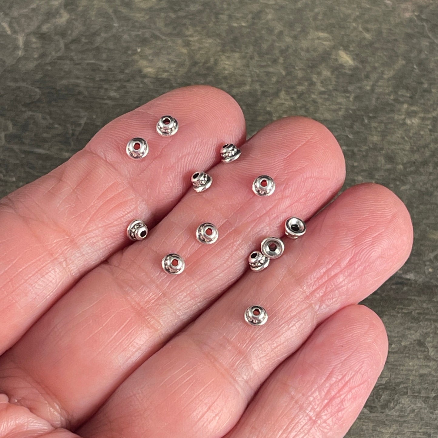 TierraCast 3.5mm Bead Caps, Tiny Beaded Cone, Antiqued Silver Plated (PF/792-77) * Qty. 50