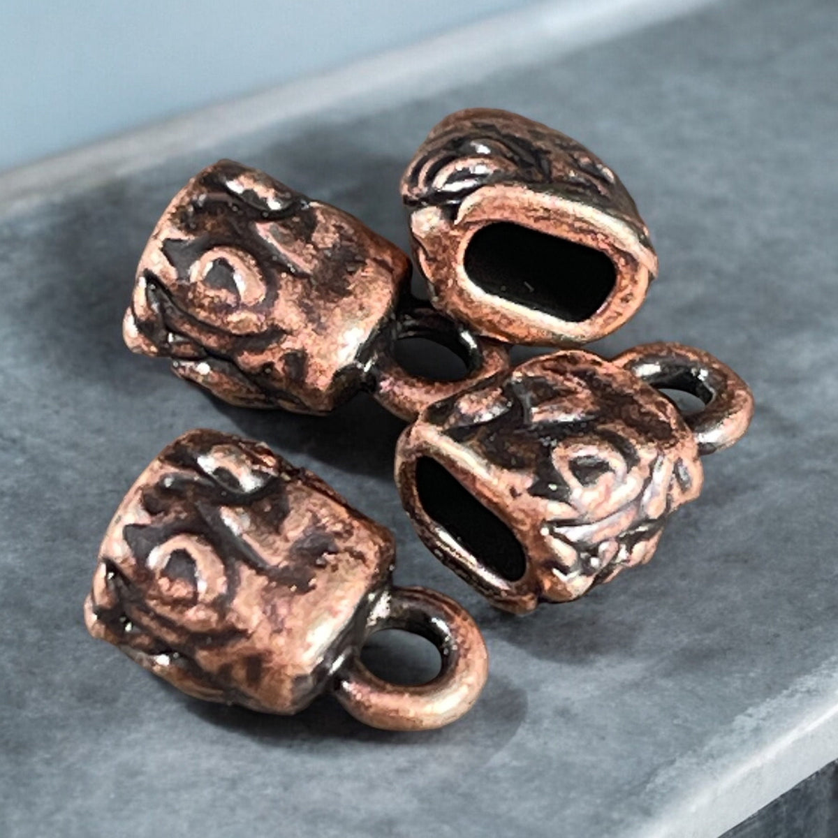 TierraCast Crimpable Cord Ends, Jardin End Caps for Leather, Antiqued Copper (PF/900-87) BULK BAG * Qty. 20