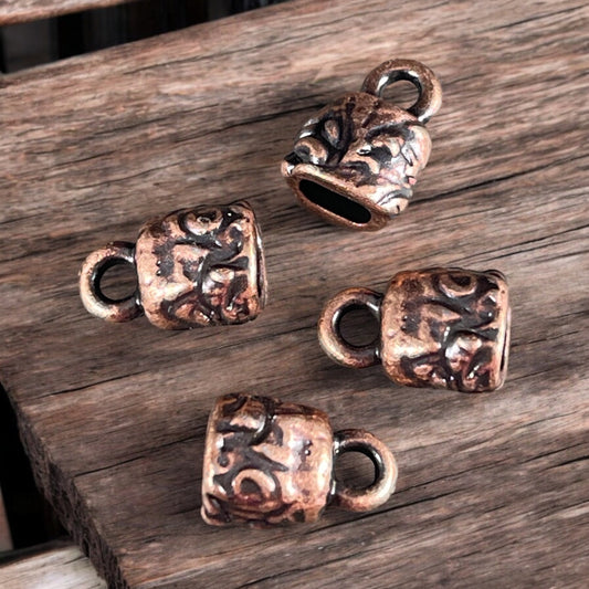 TierraCast Crimpable Cord Ends, Jardin End Caps for Leather, Antiqued Copper (PF/900-87) BULK BAG * Qty. 20