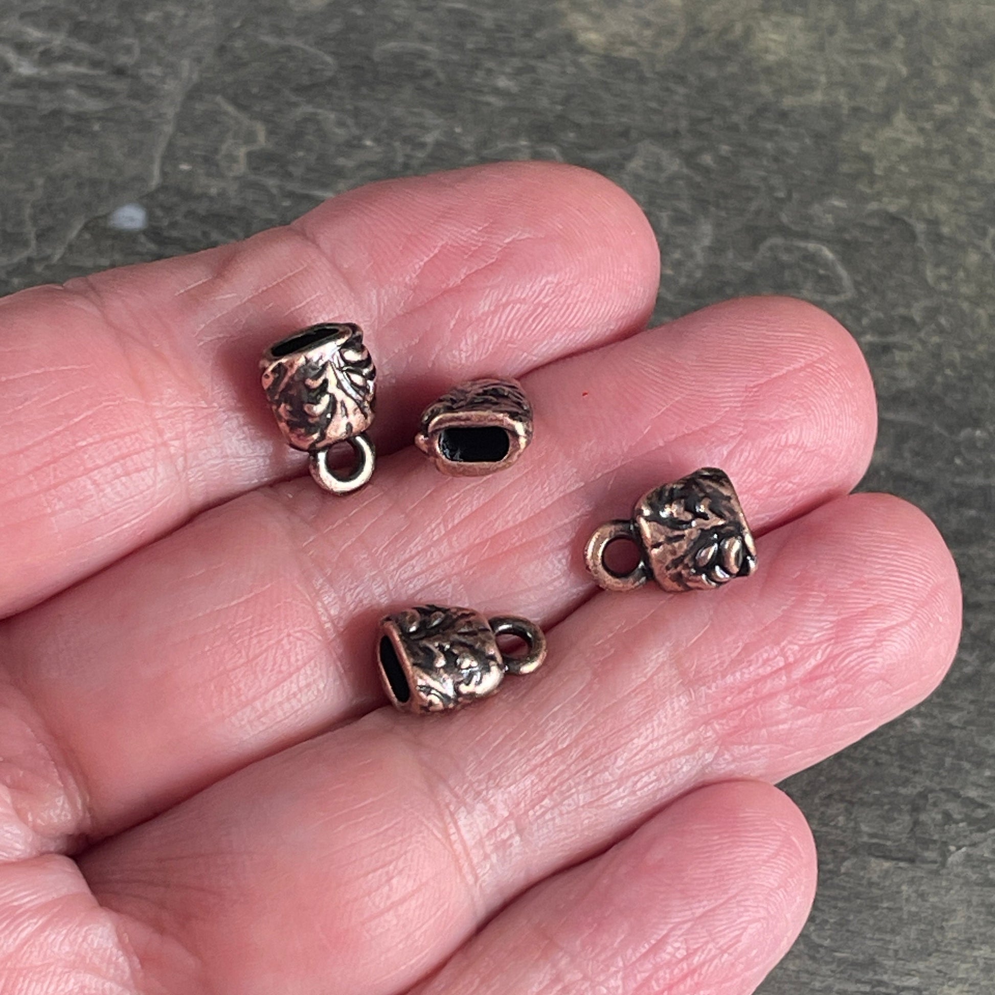 TierraCast Crimpable Cord Ends, Jardin End Caps for Leather, Antiqued Copper (PF/900-87) * Qty. 4