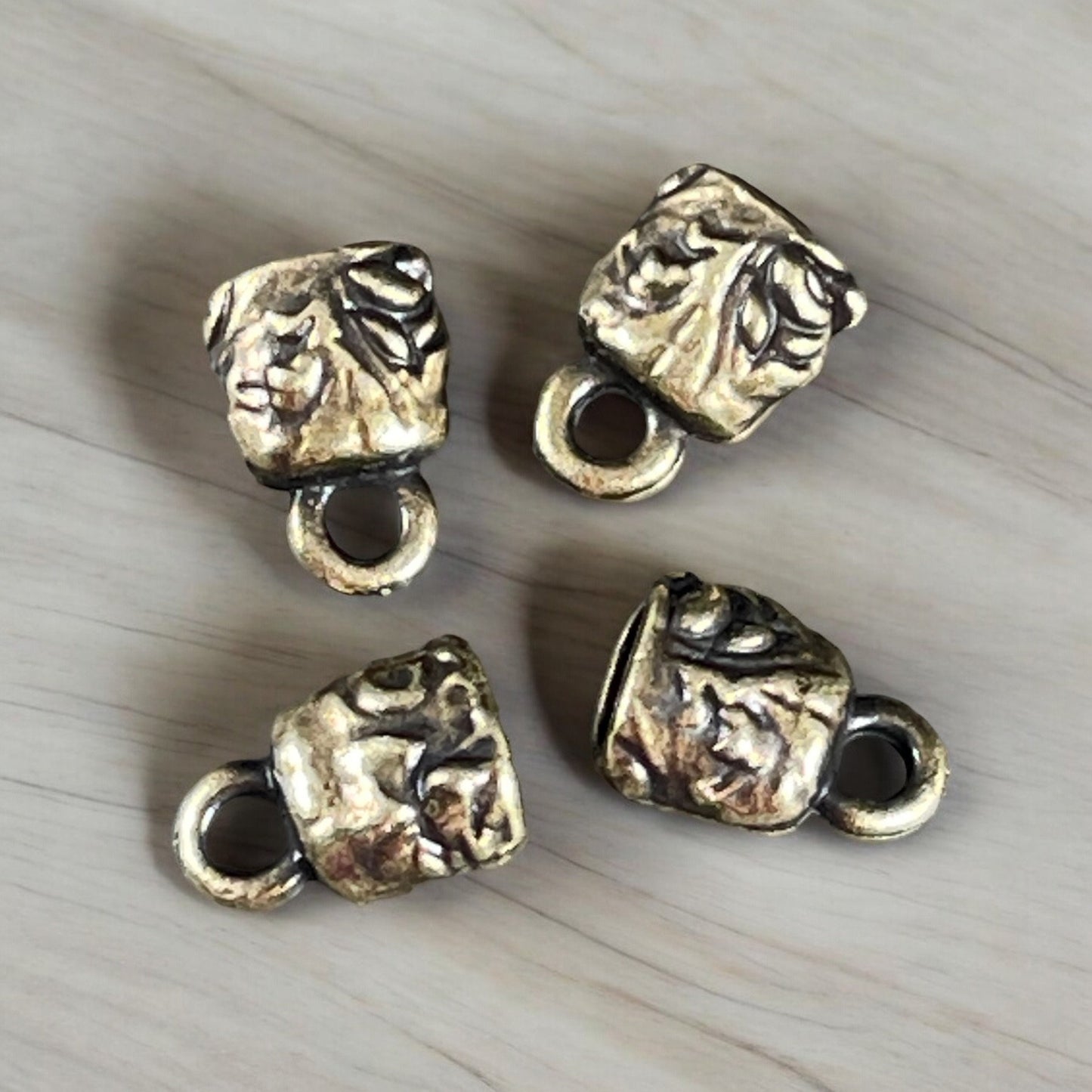TierraCast Crimpable Cord Ends, Jardin End Caps for Leather, Antiqued Brass (PF/900-57) * Qty. 4