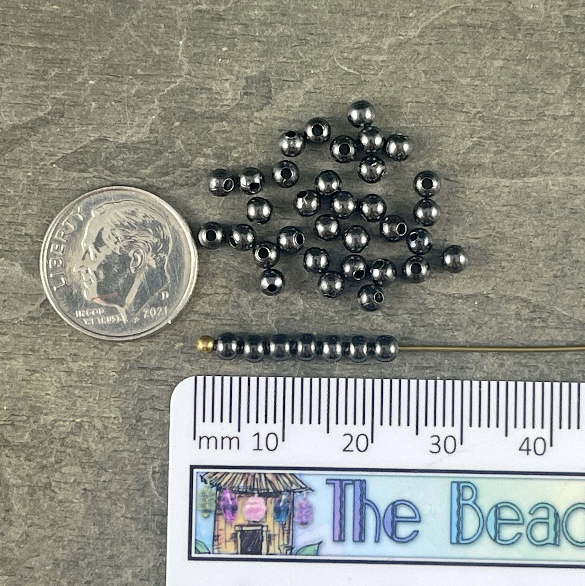 Gunmetal Spacer Beads, 3mm Round Gunmetal Plated Steel Bead for Jewelry Making, Black Color Beads (2372MB) * Qty. 100