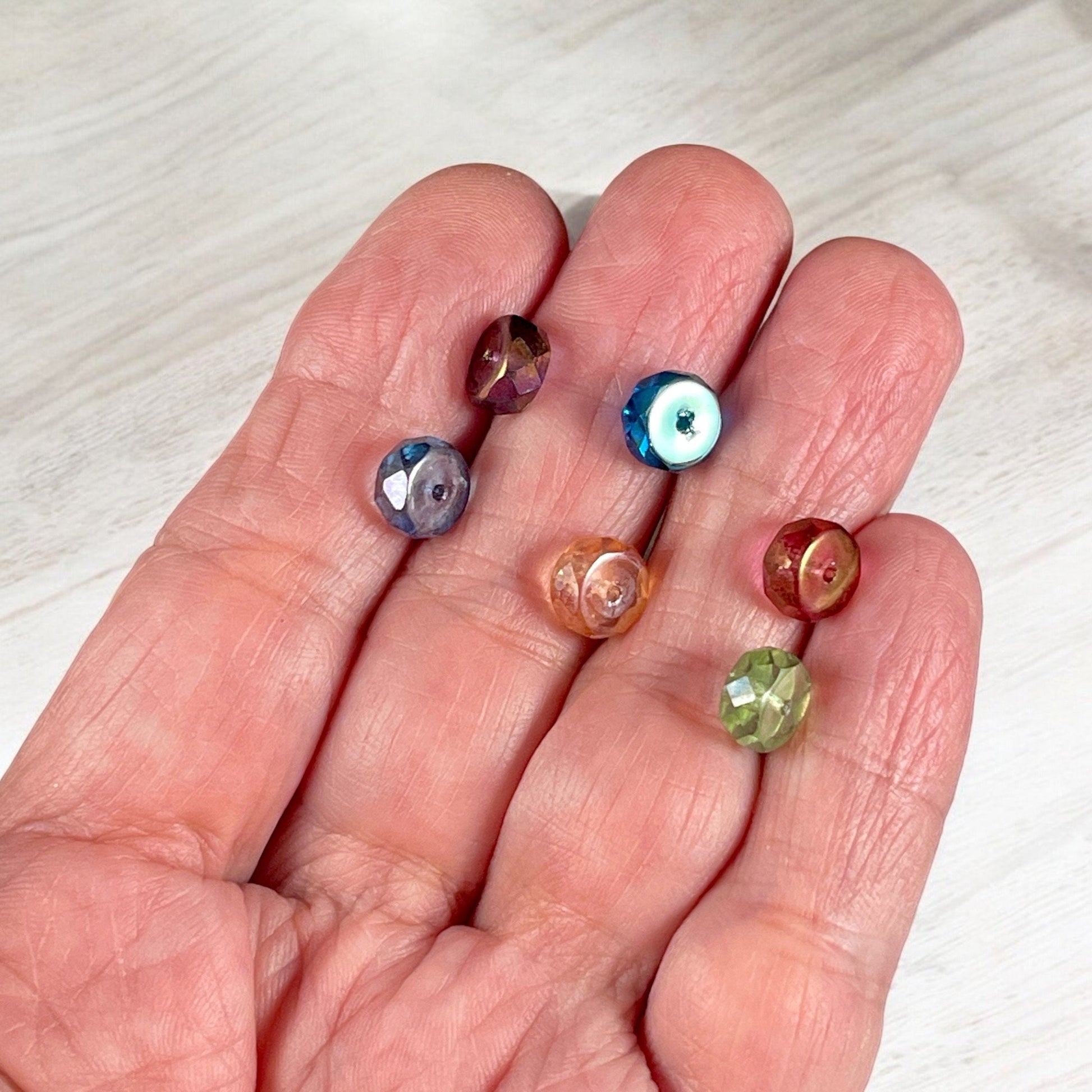 Czech Glass Beads - 6mm Honeydew Faceted Heishi Rondelle, Yellow Green with Luster and AB Finishes (FHE/N-1979) * Qty. 15