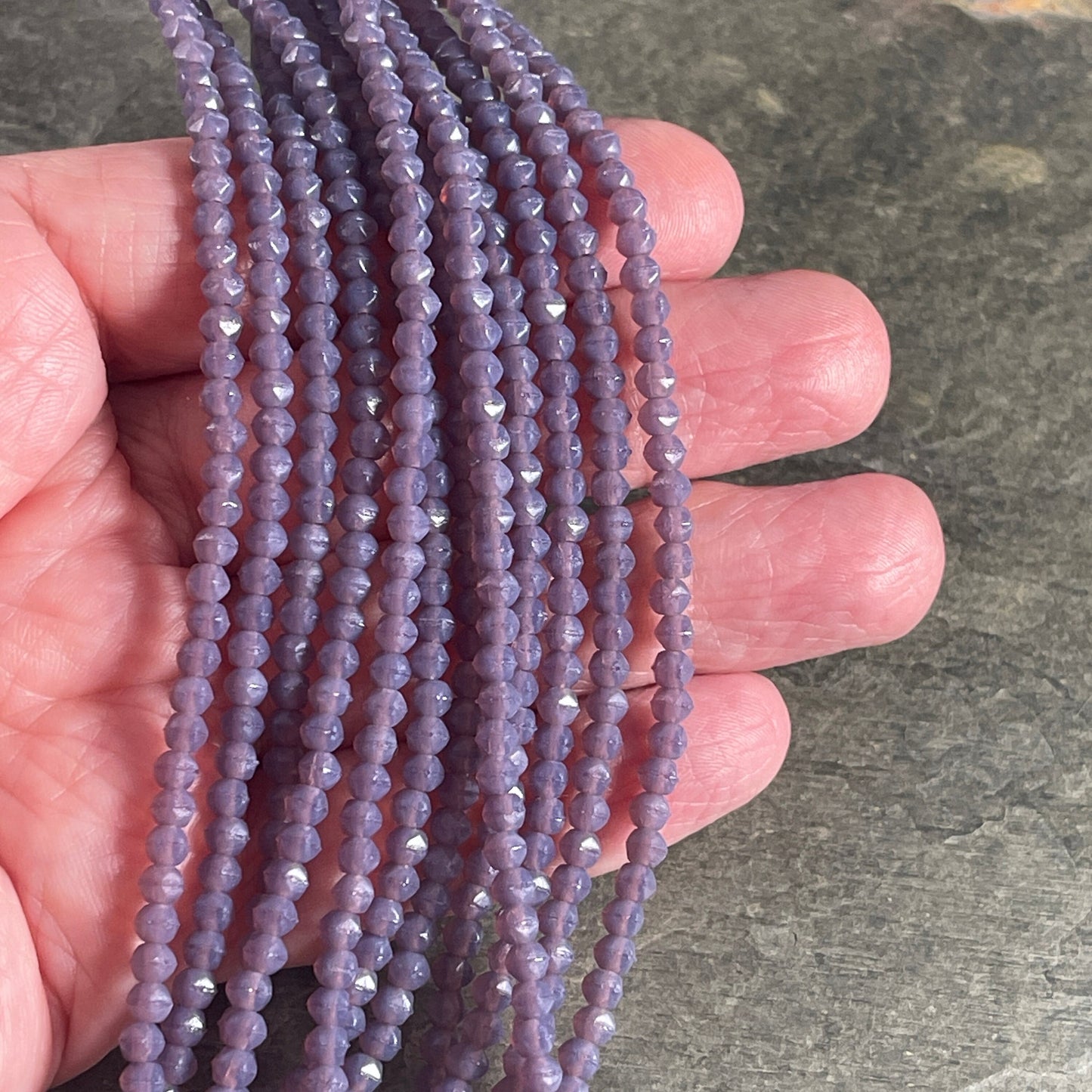 3mm English Cut Lavender Czech Glass Beads ~ Milky Amethyst Glass Beads (EC3/SM-21010) * Qty. 50