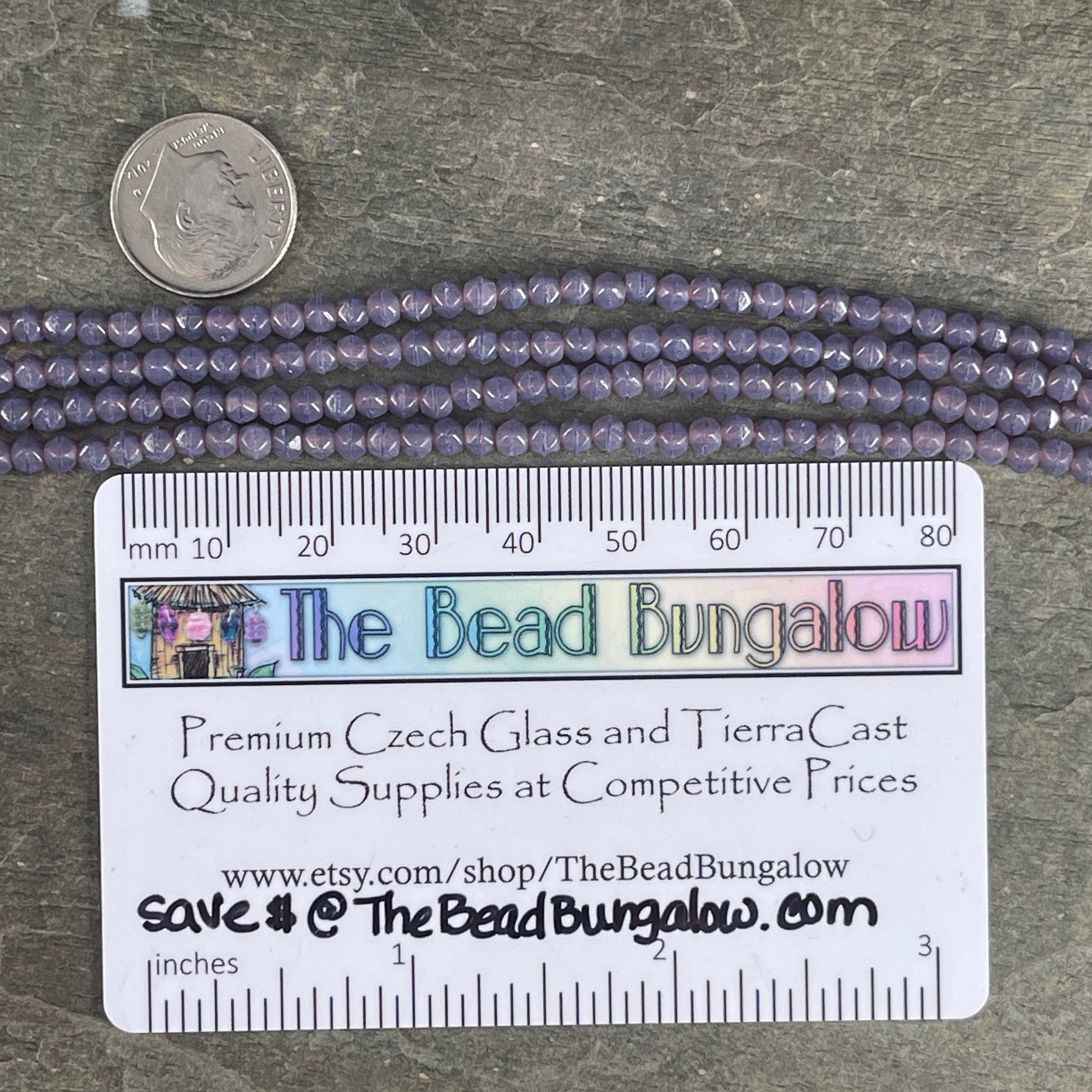 3mm English Cut Lavender Czech Glass Beads ~ Milky Amethyst Glass Beads (EC3/SM-21010) * Qty. 50