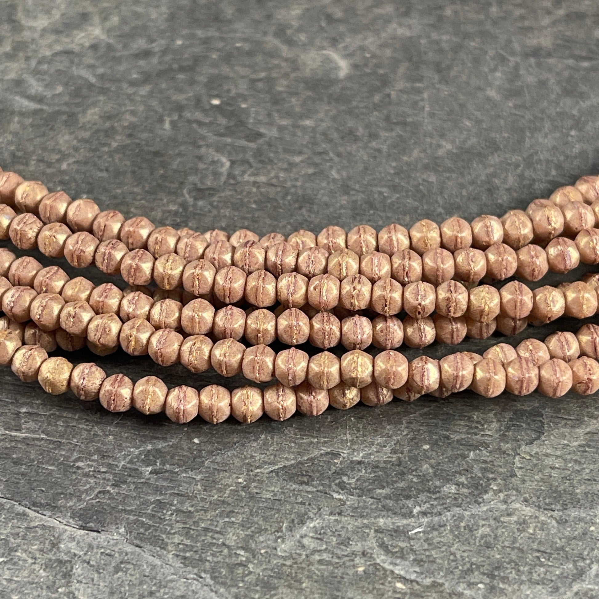 Light Golden Brown Czech Beads 3mm Small Gold Glass Beads Czech Glass Beads - Golden Picasso English Cut Beads (EC3/SM-PS1006) * Qty. 50
