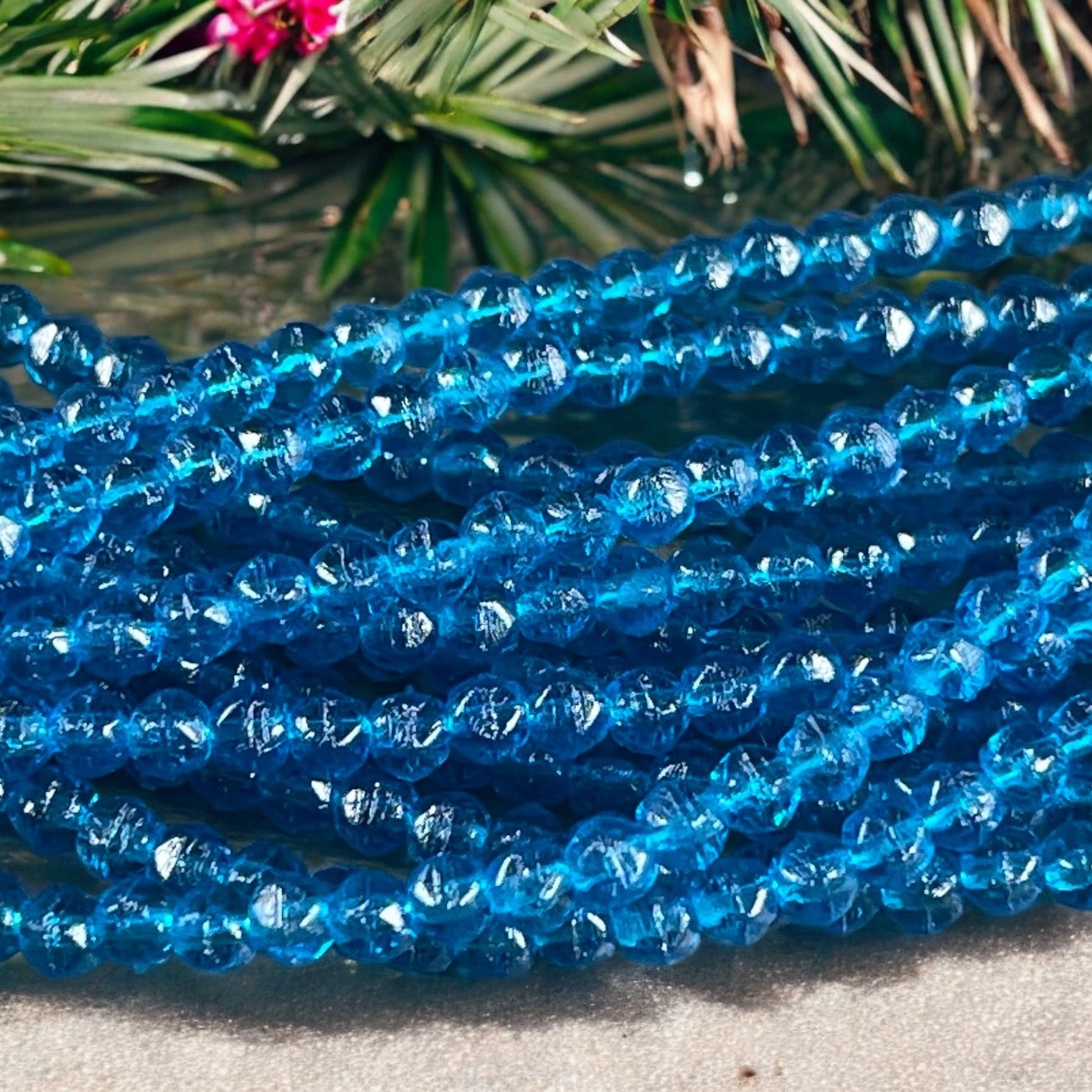 Czech Glass Beads - 3mm English Cut Cube Beads, Transparent Capri Blue Beads (EC/SM-6008) * Qty. 50