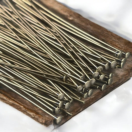 Antiqued Brass Headpins, 2 Inch, 21g Flat Head Pins (5410) * Qty. 100