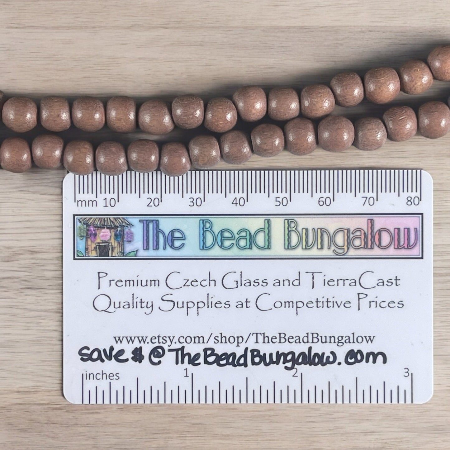 8mm Light Brown Wooden Beads, Lightweight Mala Beads, Caramel Brown Beads (9466) * 16" Strand