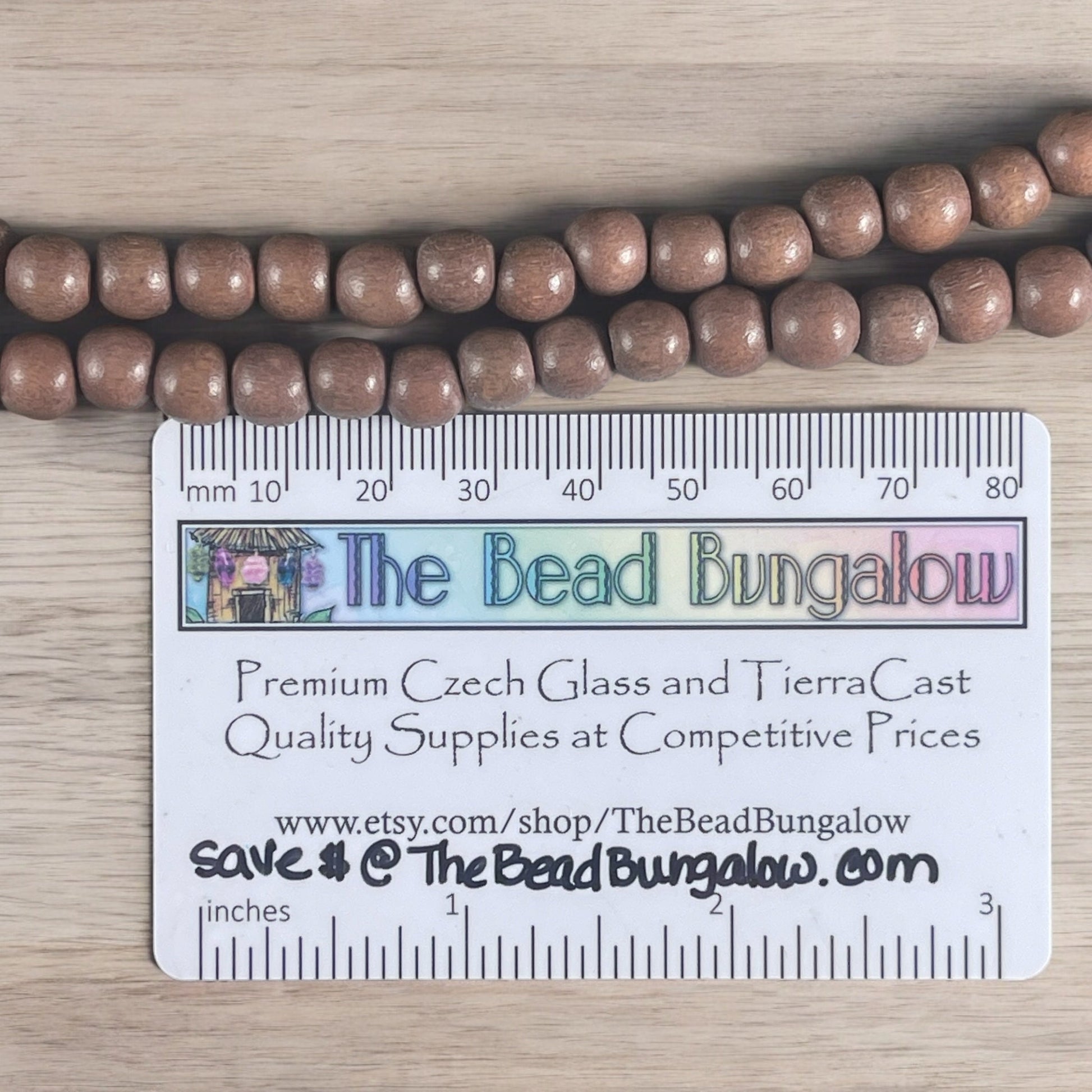 8mm Light Brown Wooden Beads, Lightweight Mala Beads, Caramel Brown Beads (9466) * 16" Strand