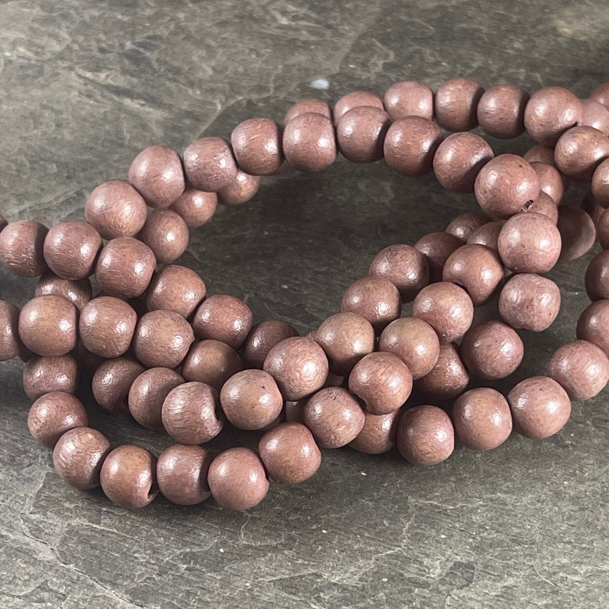 8mm Light Brown Wooden Beads, Lightweight Mala Beads, Caramel Brown Beads (9466) * 16" Strand