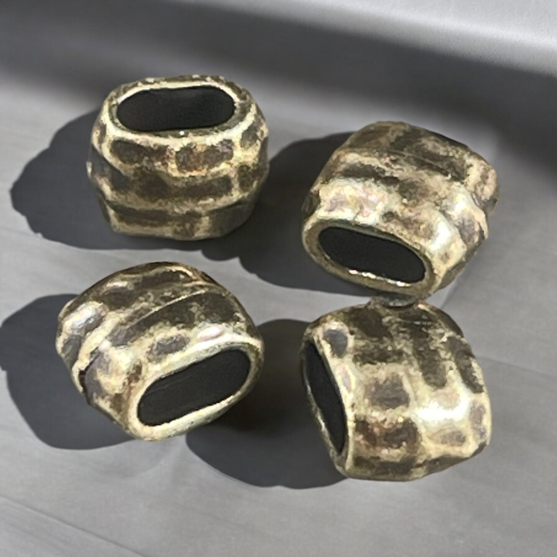 TierraCast Antiqued Brass Crimpable Oval Bead, Large Hole, Distressed 4x2mm Barrel Bead (PF/881-57) * Qty. 4