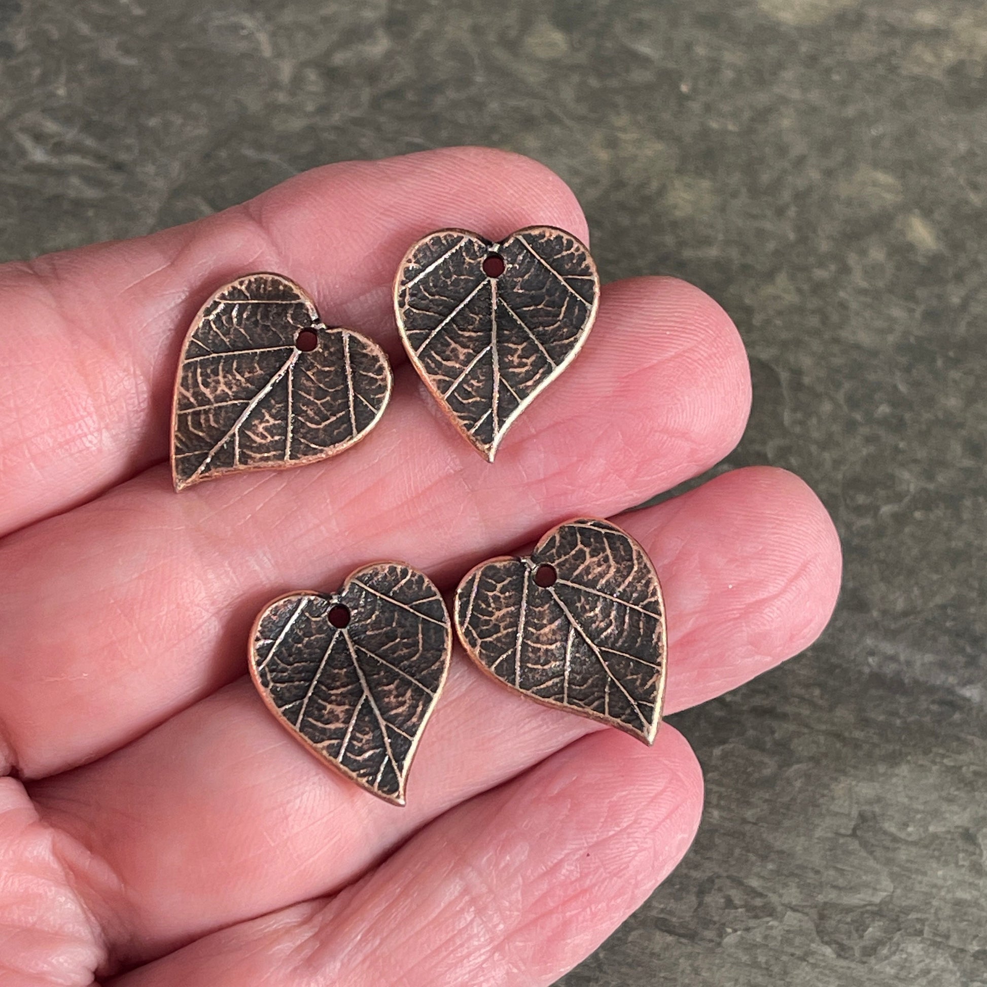 TierraCast Heart Leaf Charms, Nature Theme Antiqued Copper Ivy Leaf, Earring Charms (PF/631-87) * Qty. 4