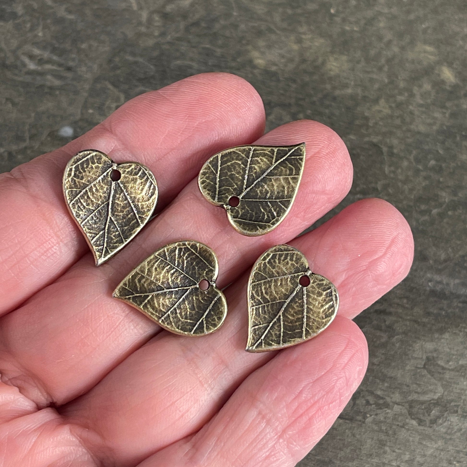 TierraCast Heart Leaf Charms, Nature Theme Antiqued Brass Ivy Leaf, Earring Charms (PF/631-57) * Qty. 4