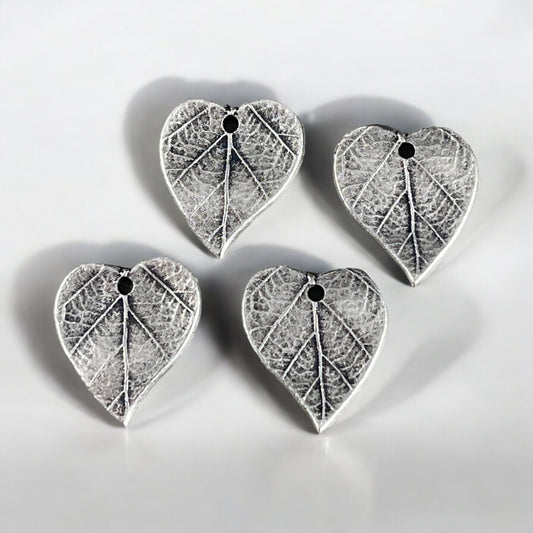 TierraCast Heart Leaf Charms, Nature Theme Antiqued Pewter Ivy Leaf, Earring Charms (PF/631-04) * Qty. 4