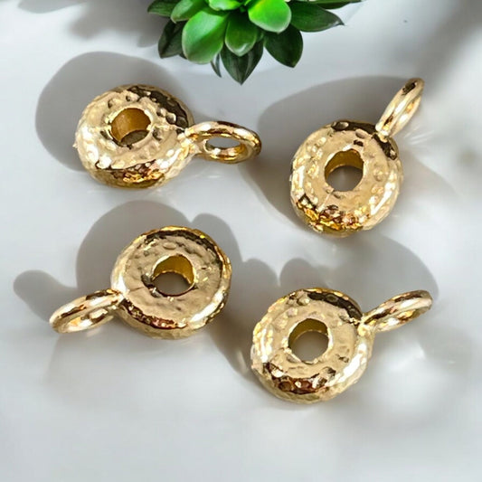 TierraCast Bail Bead, 24k Gold Plated Bead with Loop, 8x3mm with 2.75mm Hole (PF/892-12) * Qty. 4