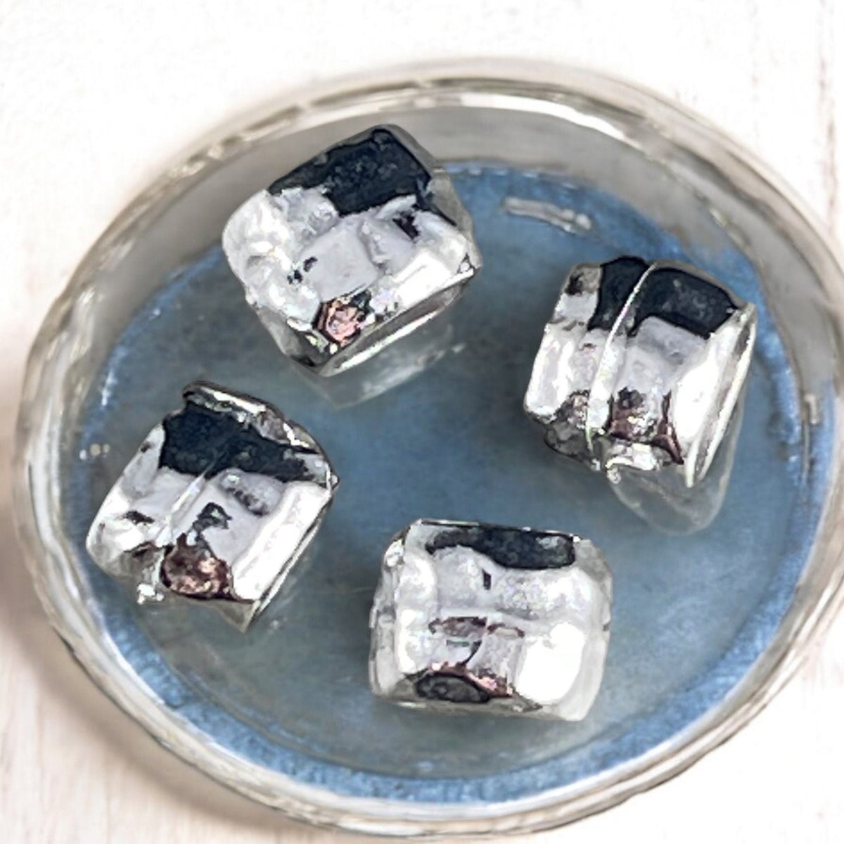 Silver Crimpable Bead, TierraCast Large Hole 4x2mm Barrel Bead, Distressed White Bronze Plated Beads (PF/881-28) * BULK Bag - 20 Beads