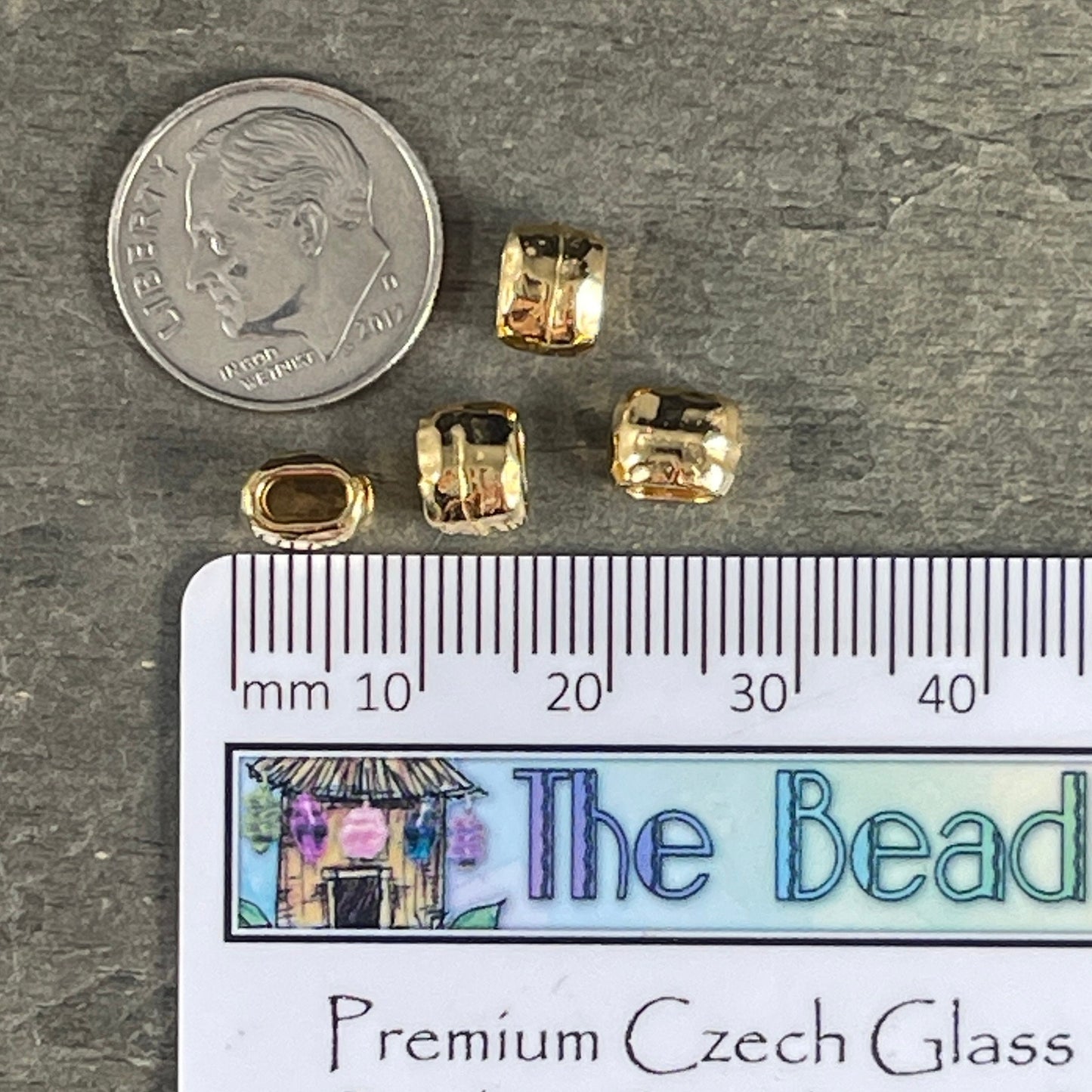 TierraCast Gold Crimpable Bead, Large Hole 4x2mm Barrel Bead, Distressed 24k Gold Plated (PF/881-12) * Qty. 4