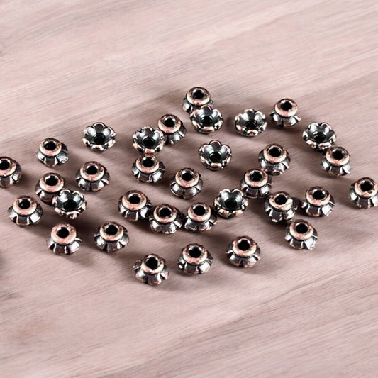 TierraCast 3.5mm Tiny Scalloped Petal Bead Caps, Antiqued Copper Plated (PF/790-87) * Qty. 50