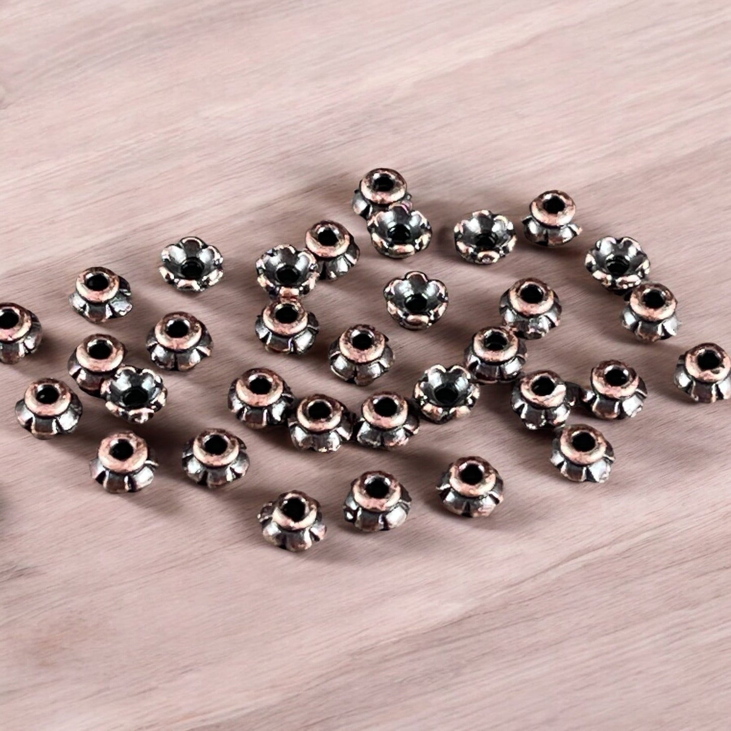 TierraCast 3.5mm Tiny Scalloped Petal Bead Caps, Antiqued Copper Plated BULK Pack (PF/790-87) * Qty. 250