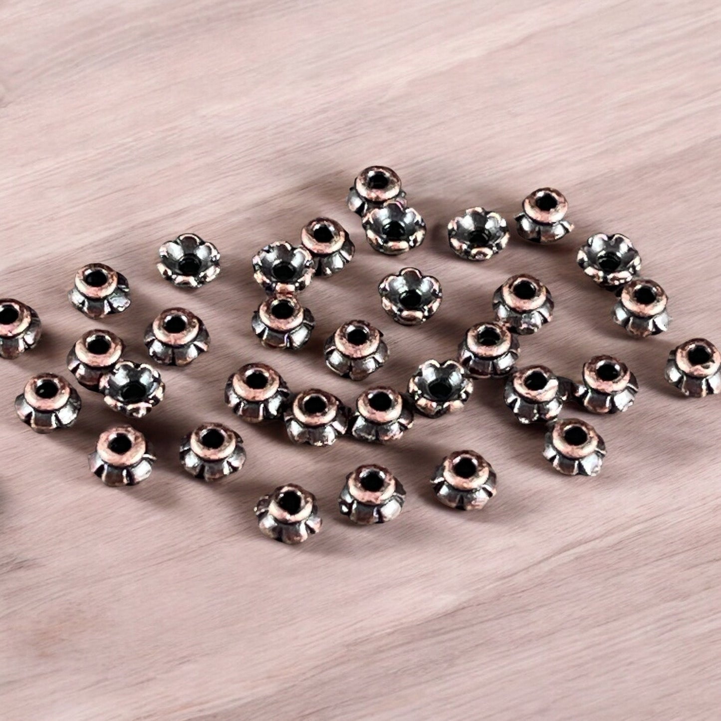TierraCast 3.5mm Tiny Scalloped Petal Bead Caps, Antiqued Copper Plated BULK Pack (PF/790-87) * Qty. 250