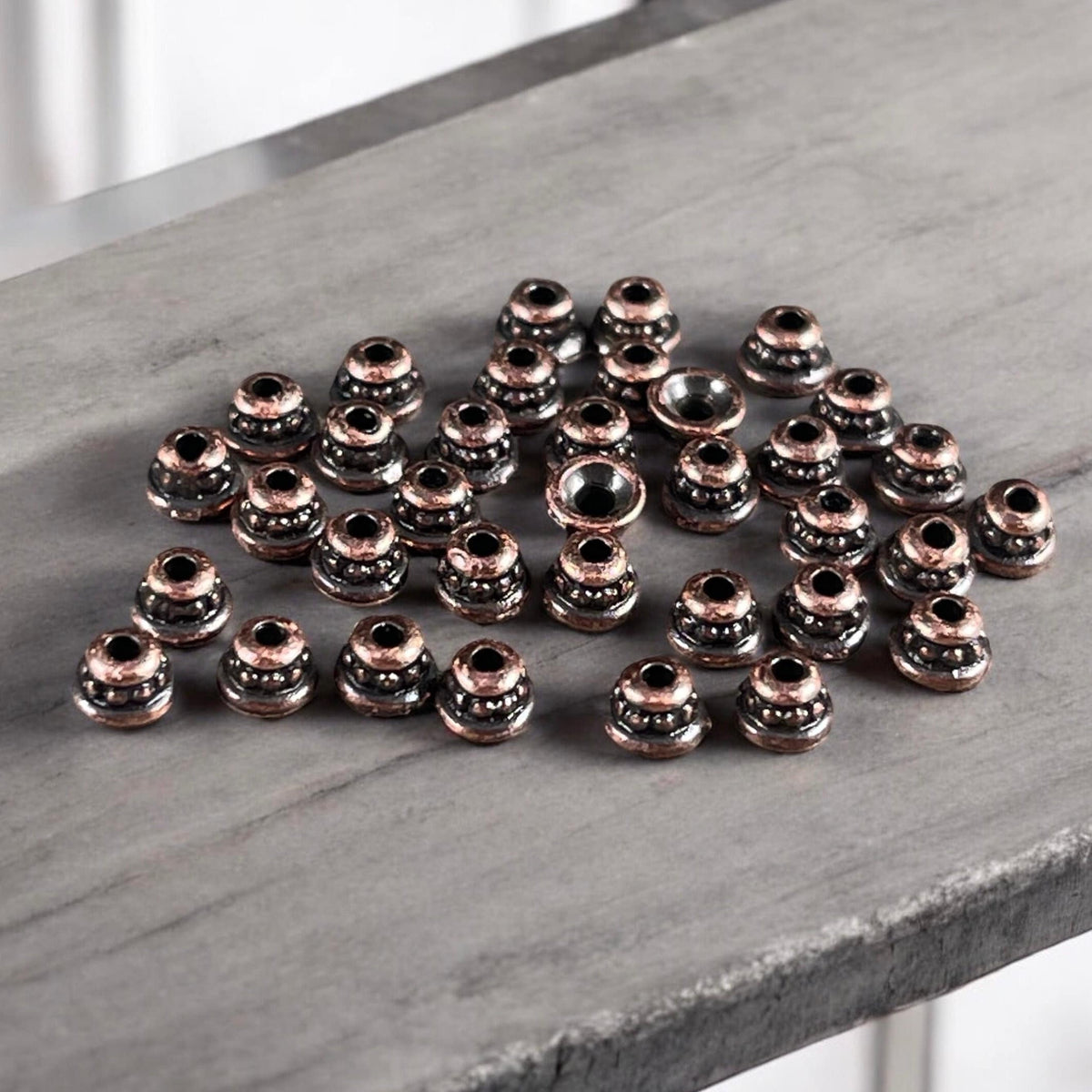 TierraCast 3.5mm Beaded Caps, Antiqued Copper Tiny Cone (PF/792-87) * Qty. 50
