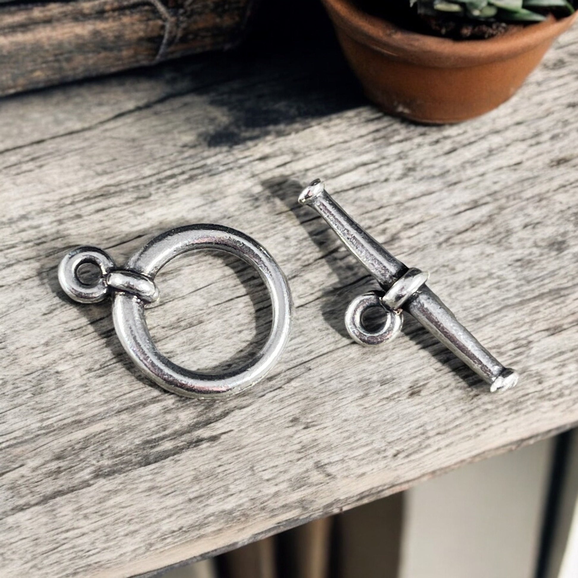 TierraCast Tapered Silver Toggle Clasp, Antiqued Silver Large Silver Toggle Clasp (PF/946-77) * Qty. 2