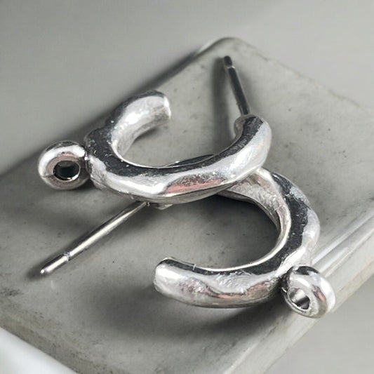 Antiqued Silver Hoop Earring with Titanium Post, 16mm Hoop with 2mm Loop (PF/13949-77) * Qty. 4