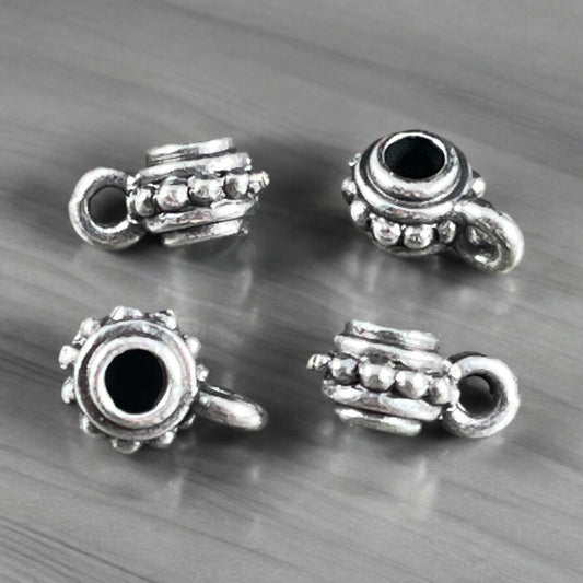 TierraCast Bail Bead, Antiqued Silver Bail for Leather Cord, Charm Bracelet Bail (PF/750-77) * Qty. 4
