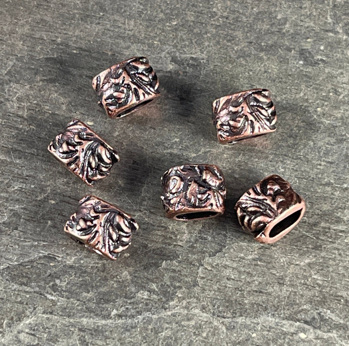 TierraCast Crimpable Large Hole Bead, Antiqued Copper Plated Pewter (PF/887-87) * Qty. 4