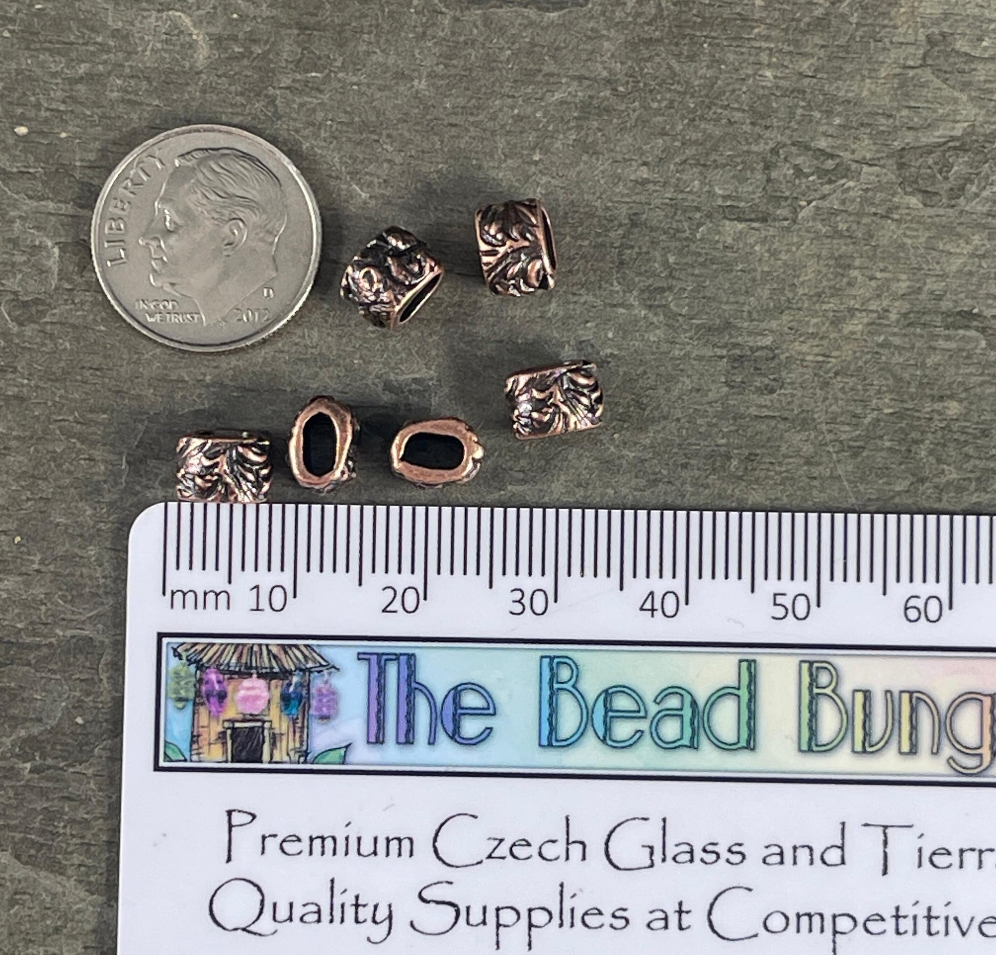 TierraCast Crimpable Large Hole Bead, Antiqued Copper Plated Pewter (PF/887-87) * Qty. 4