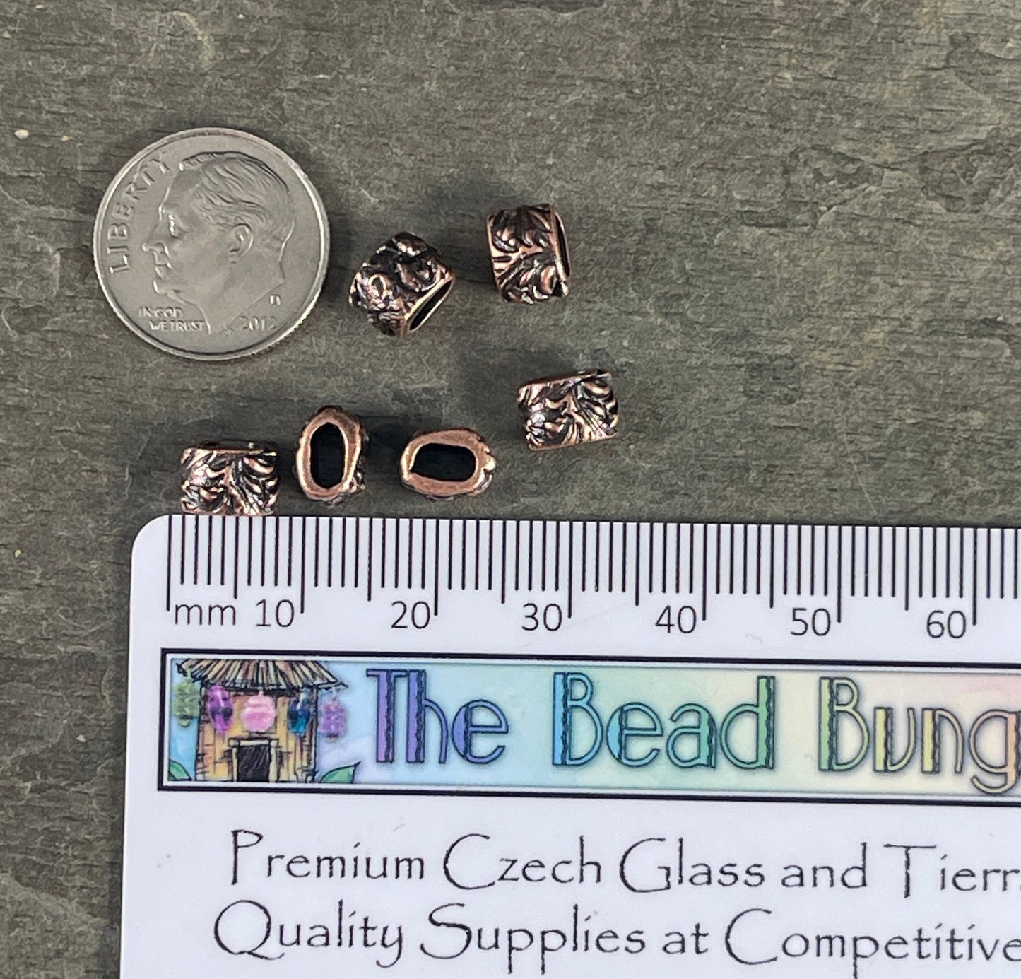 TierraCast Crimpable Large Hole Bead, Antiqued Copper Plated Pewter (PF/887-87) * Qty. 4