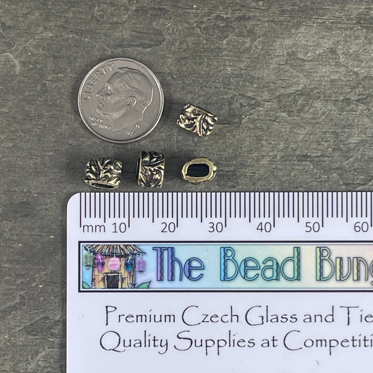 TierraCast Crimpable Large Hole Bead, Antiqued Brass Beads for Leather Cord (PF/887-57) * Qty. 10