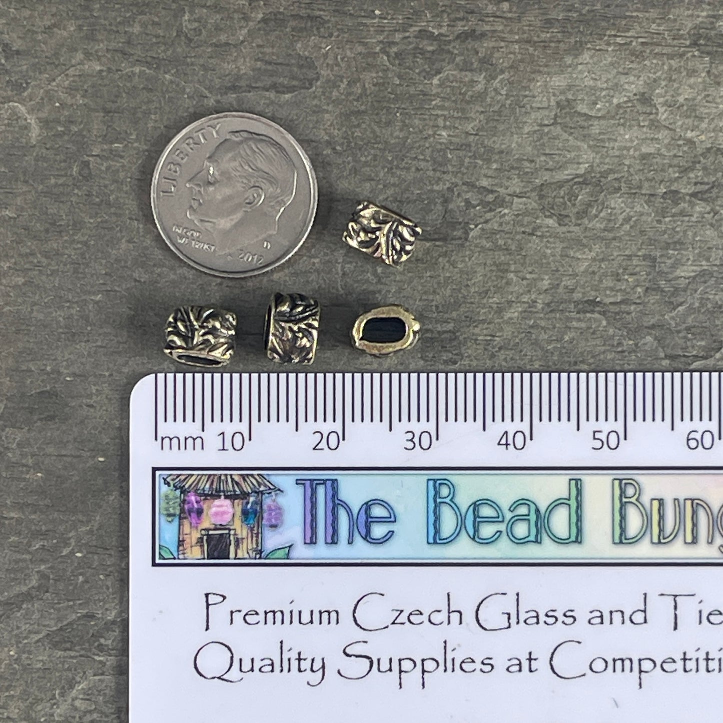 TierraCast Crimpable Large Hole Bead, Antiqued Brass Beads for Leather Cord (PF/887-57) * Qty. 4