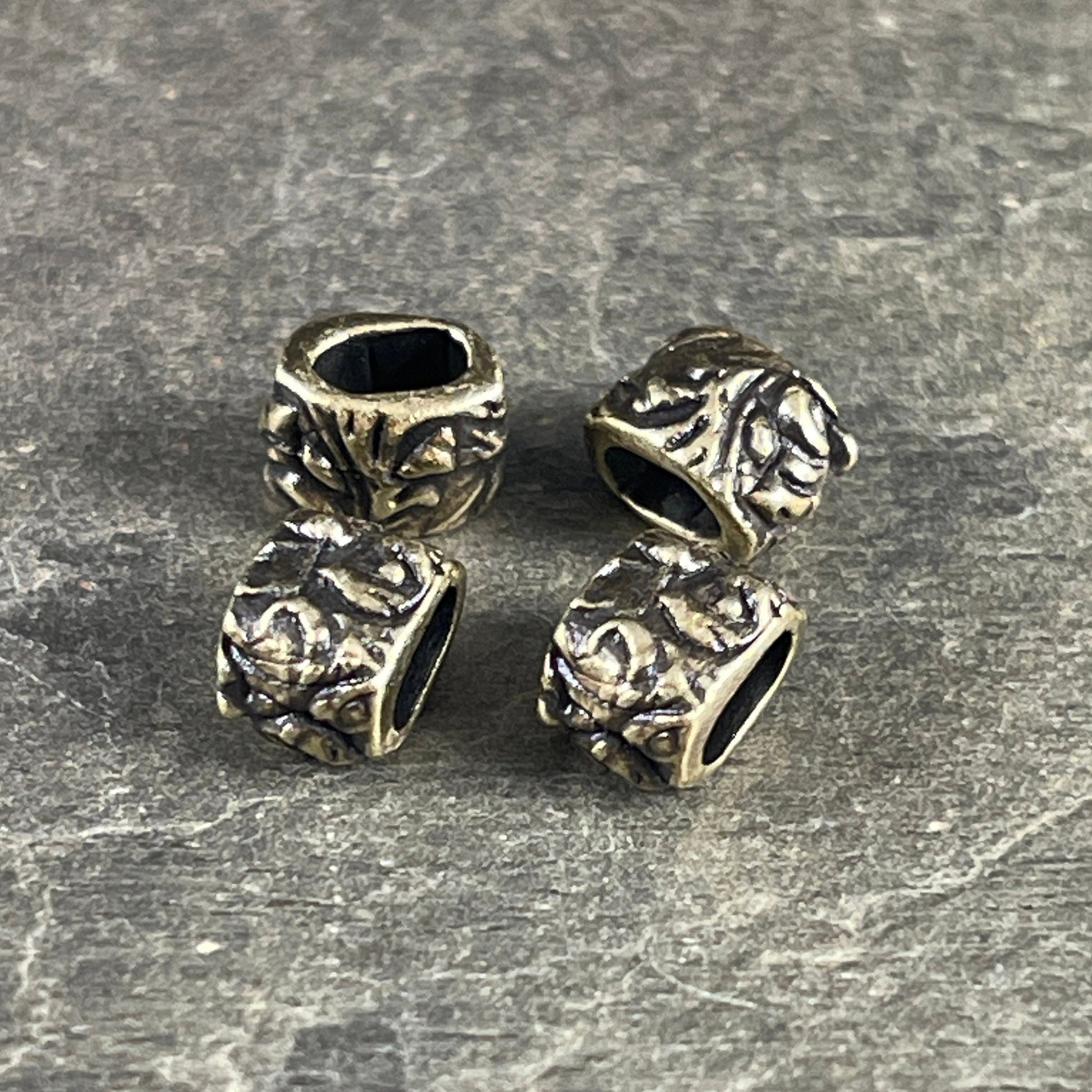 TierraCast Crimpable Large Hole Bead, Antiqued Brass Beads for Leather Cord (PF/887-57) * Qty. 4