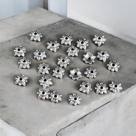 TierraCast Leaf Bead Caps, 5mm Silver Bead Caps, Small Petal Bead Caps in Antiqued Silver Finish (PF/775-77) * Qty. 20