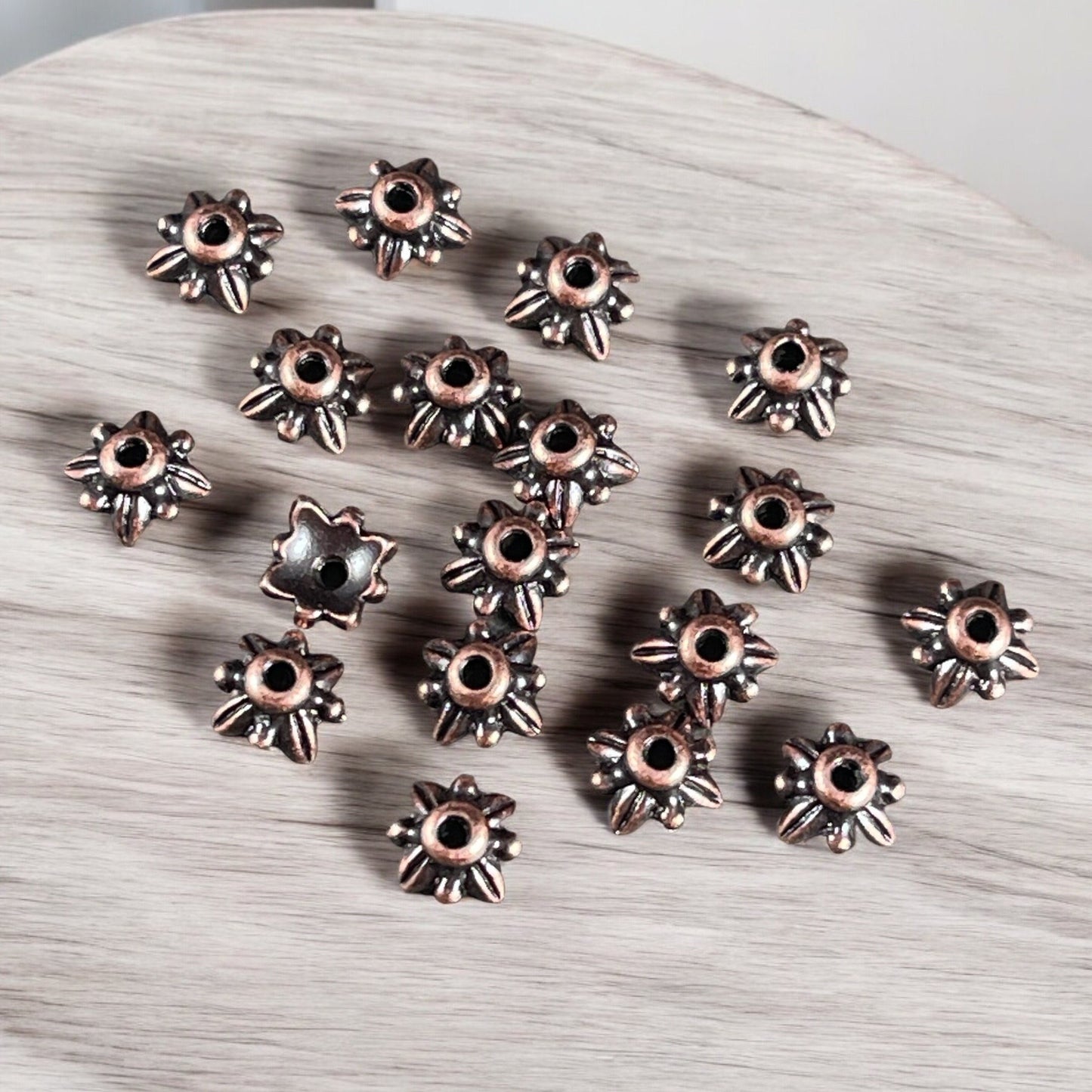 TierraCast 5mm Petal Bead Caps, Antiqued Copper Plated Pewter (PF/775-87) * Qty. 20