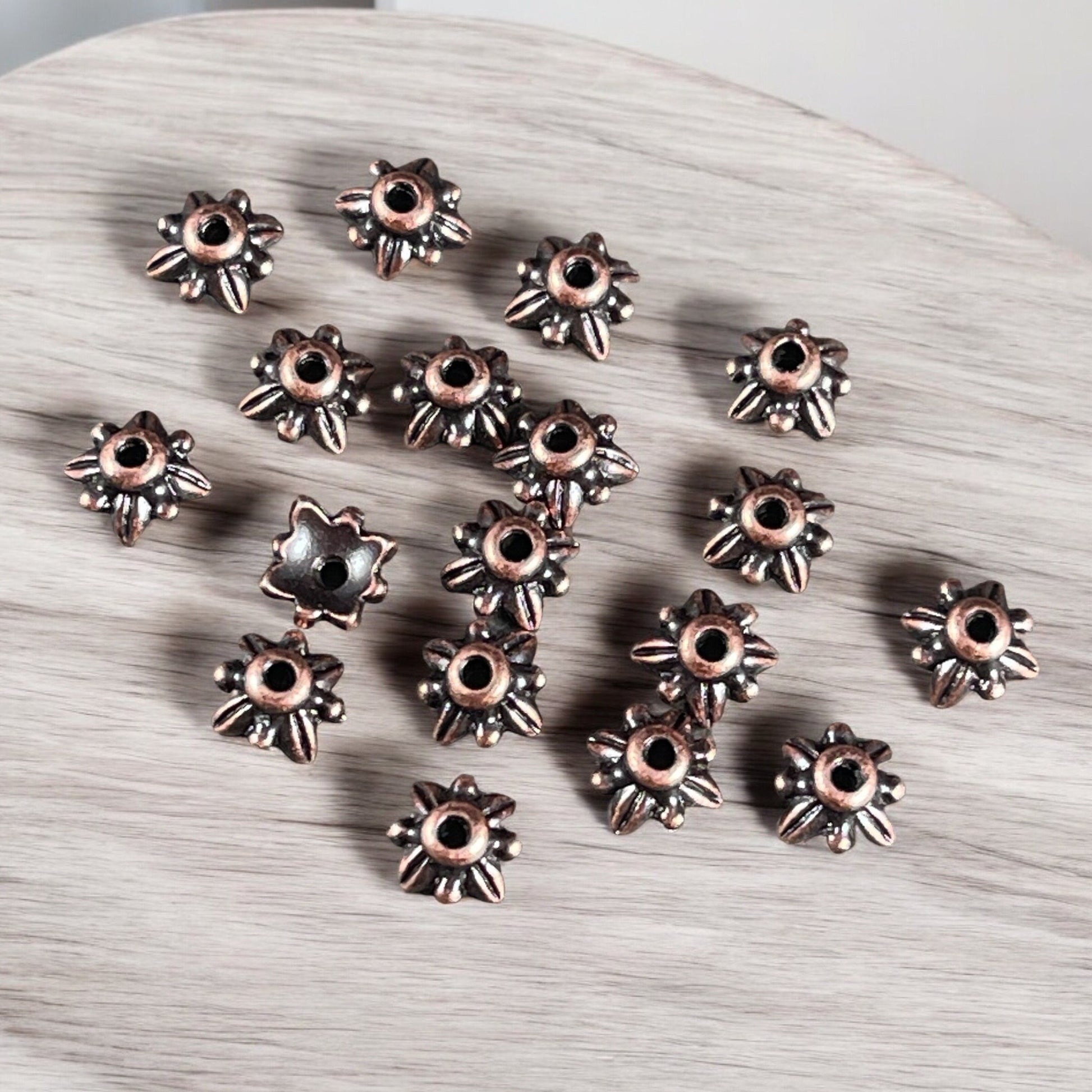 TierraCast 5mm Petal Bead Caps, Antiqued Copper Plated Pewter (PF/775-87) * Qty. 20
