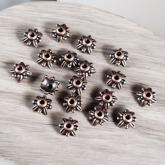 TierraCast 5mm Petal Bead Caps, Antiqued Copper Plated Pewter (PF/775-87) * Qty. 20