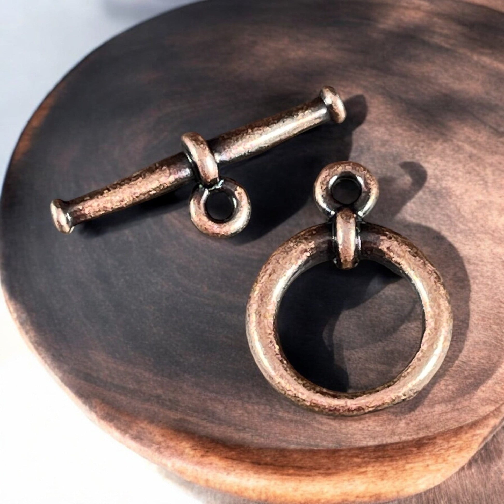 Classic Antiqued Copper Toggle Clasp, TierraCast Tapered Toggle Clasp, TierraCast Findings (PF/946-87) * Qty. 2