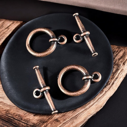 TierraCast Toggle, Classic Antiqued Copper Toggle Clasp, Large Tapered Toggle Clasp (PF/946-87) * Qty. 2