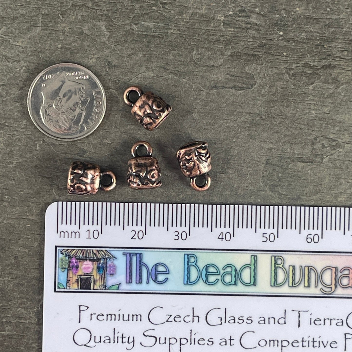TierraCast Crimpable Cord Ends, Jardin End Caps for Leather, Antiqued Copper (PF/900-87) * Qty. 4