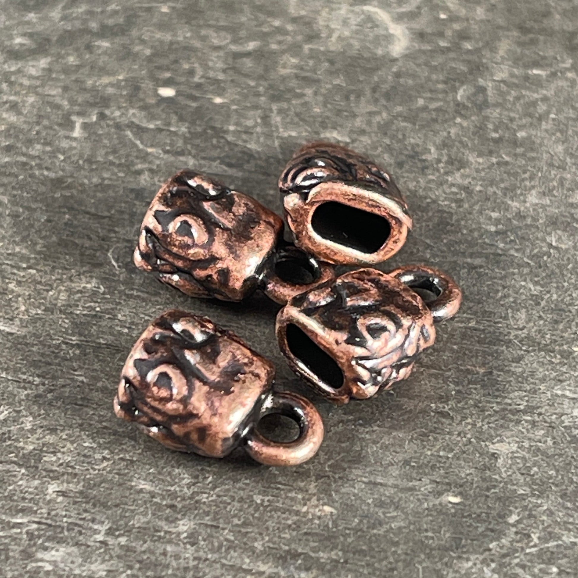 TierraCast Crimpable Cord Ends, Jardin End Caps for Leather, Antiqued Copper (PF/900-87) * Qty. 4